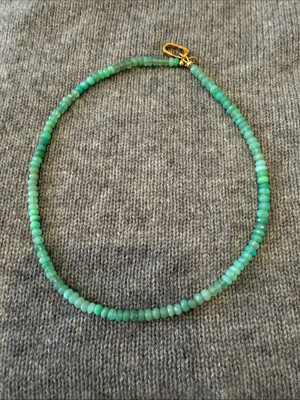 HART Teeny Green Chrysoprase Gemstone Necklace - 17.5” Oval Clip